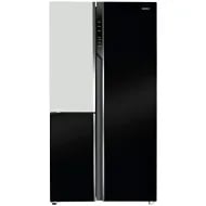 Haier Vouge Series 598L Side By Side Triple Door Inverter Refrigerator Black White Glass