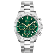 Hugo Boss Silver Steel Green Dial Chronograph Men's Watch