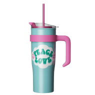 Miniso Sweet Funk Large Capacity Tumbler With Straw 1600ML - Green Pink