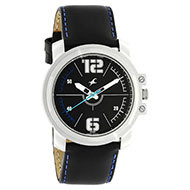 Fastrack Boy's Analogue Quartz Black Leather Strap Watch