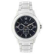 TITAN Dark Blue Dial Silver Stainless Steel Strap Watch - Gents