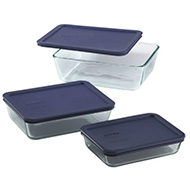 Pyrex 6 piece Rectangular Glass Food Storage SetÂ&nbsp;Blue