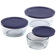Pyrex 6 Piece Round Glass Food Storage Set Blue