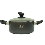 TKS 20cm Casserole Hard Anodized Material 3mm Thickness Induction Bottom Glass Lid