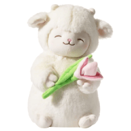 Miniso Lamb Baa Series Warm White Lamb Plush Toy - With Tulip