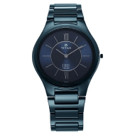 Titan Edge Ceramic Quartz in Glossy Electric Blue Dial Watch for Men