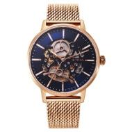 Titan Mechanical Slimline Blue Dial Rose Golden Mesh Strap watch for Men