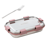 Borosil Slim Lunch Box Set 700ml - Pink