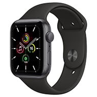 Apple Watch SE (2020) GPS 44MM Space Gray Aluminum Case with Black Sport Band - Regular