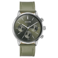 Sonata Quartz Multifunction Green Dial Green Leather Strap Watch For Men