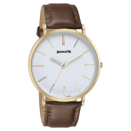 Sonata Quartz Analog White Dial Brown Leather Strap Watch For Men