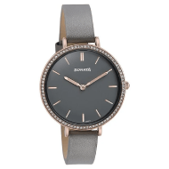 Sonata Quartz Analog Grey Dial Grey Leather Strap Watch For Women