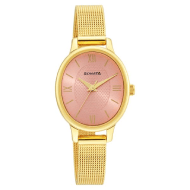 Sonata Classic  Gold Pink Dial Metal Strap Watch for Women