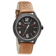 Sonata Quartz Analog Black Dial Leather Strap Watch for Men