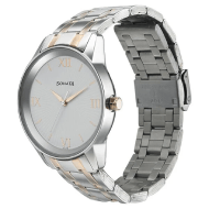 Sonata Men's Quartz Analog White Dial Bimetal Strap Watch