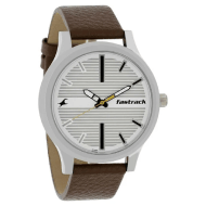 Fastrack Fundamentals Quartz Analog White Dial Leather Strap Watch for Guys