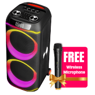 JVC Portable Party Speaker 1600W PMPO Wireless Mic & Remote Control - Black