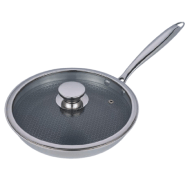 Abans 26cm Hex Clad Fry Pan with Glass Lid