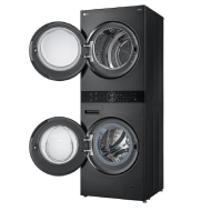 LG 14/10KG AI Double Door Front Loader WashTower - Black Steel