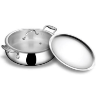 Stahl Triply Artisan Biryani Handi with Glass Lid & Stainless Steel Pro Lid – 28cm