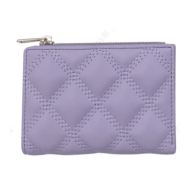 Miniso Women S Diamond Pattern Quilted Bifold Short Zipper Wallet - Purple