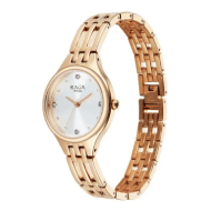 Titan Raga Showstopper Quartz Analog Silver Dial Rose Gold Metal Strap Watch For Women