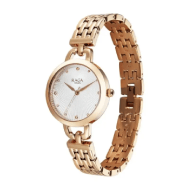 Titan Raga Showstopper Quartz Analog Silver Dial Rose Gold Metal Strap Watch For Women