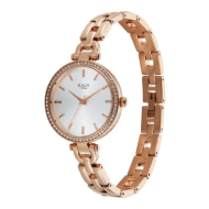 Titan Raga Showstopper Quartz Analog Silver Dial Rose Gold Metal Strap Watch For Women