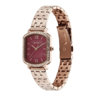 Titan Purple Metro Quartz Analog Red Dial Rose Gold Plated Stainless Steel Strap Watch For Women