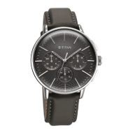 Titan Light leathers Multifunction Anthracite Dial Leather Strap Watch For Men