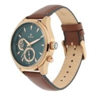 Titan Maritime Green Dial Quartz Multifunction Leather Strap watch for Men