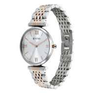 Titan Workmode Quartz Analog Silver Dial Metal Strap watch For Women