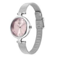 Titan Raga Showstopper Quartz Analog Pink Dial Silver Metal Strap Watch For Women
