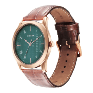 Titan Karishma Green Dial Analog Leather Strap Watch for Men