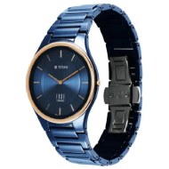 Titan Edge Bicolour Quartz Analog Blue Dial Blue Ceramic Strap Watch For Men
