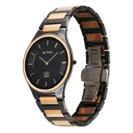 Titan Edge Ceramic Quartz in Midnight Gold with Black Dial Watch for Men