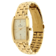 Titan Quartz Analog with Date Champagne Dial Stainless Steel Strap Watch for Men