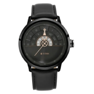 Titan Grandmaster Black Dial Quartz Analog Leather Strap Watch for Men