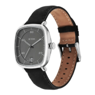 Titan Neo Curve Quartz Analog Anthracite Dial Black Leather Strap Watch for Men