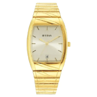 Titan Karishma Quartz Analog with Date Champagne Dial Stainless Steel Strap Watch for Men