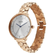 Titan Workwear Quartz Analog Grey Dial Rose Gold Colour Metal Strap Watch For Women