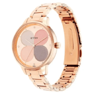 Titan Purple Glam It Up Quartz Analog Multicoloured Dial Rose Gold Stainless Steel Strap Watch For Women