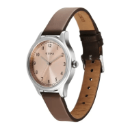 Titan Workwear Quartz Analog Rose Gold Dial Brown Colour Leather Strap Watch For Women