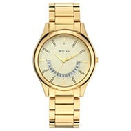 TITAN Lagan - Yellow Dial Metal Strap - Gents 