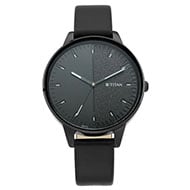 TITAN Workwear Watch with Black Dial Leather Strap - Ladies