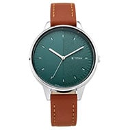TITAN Workwear Watch with Green Dial Leather Strap - Ladies 