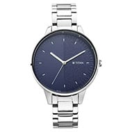 TITAN Workwear Watch with Blue Dial Metal Strap - Ladies