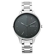 TITAN Workwear Watch with Black Dial Metal Strap - Ladies 