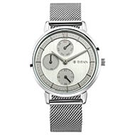 TITAN Workwear Watch with Silver Dial Metal Strap - Ladies 