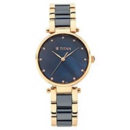 TITAN Blue Mother-of-Pearl Dial Ceramic & Metal Strap Watch - Ladies 